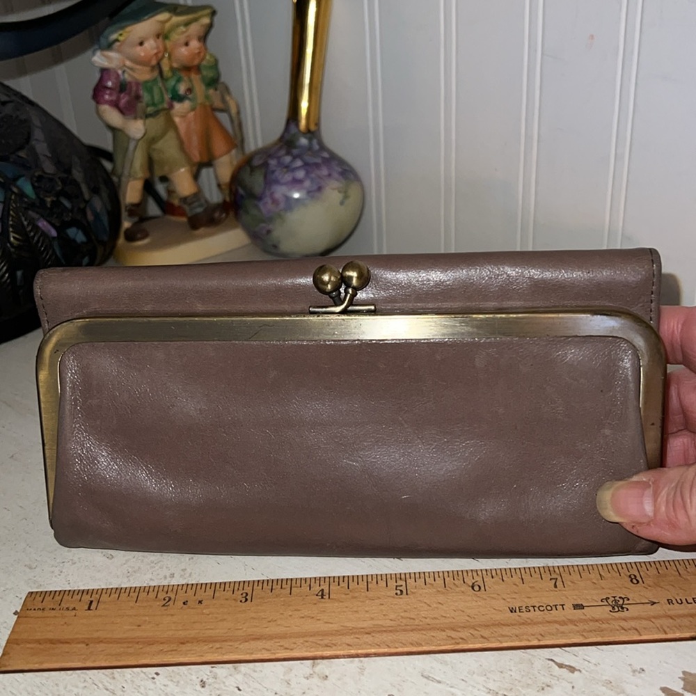 Vintage HOBO Brown Leather Clutch Wallet Folding